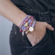 Perla fiore in ceramica 17 mm - Rosa vintage x1