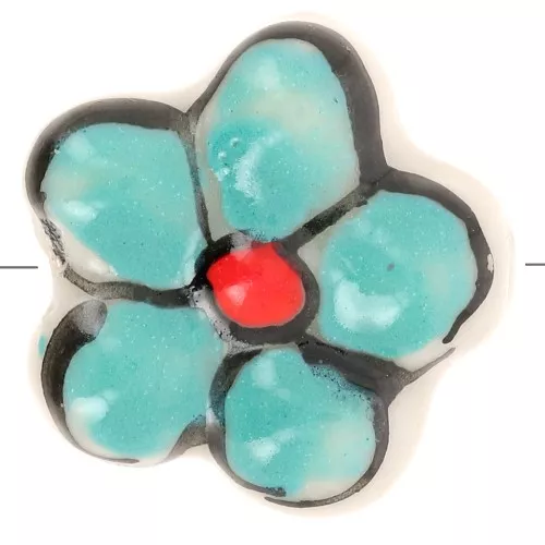 Perla fiore in ceramica 17 mm - Turchese x1