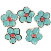 Perla fiore in ceramica 17 mm - Turchese x1