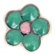 Perla fiore in ceramica 17 mm - Verde x1