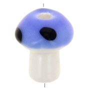 Perla a fungo in ceramica 12 mm - blu - bianco x1