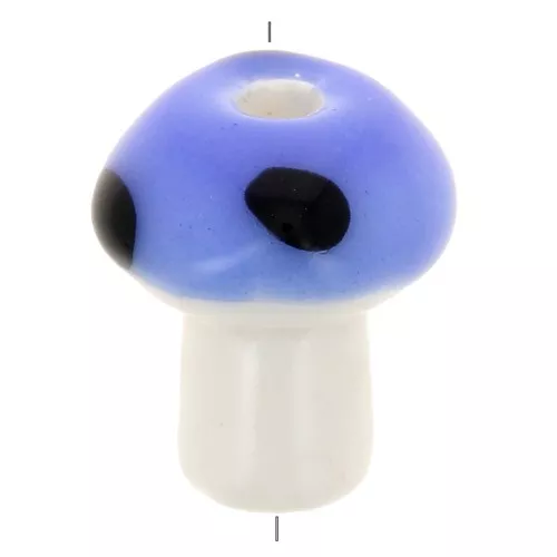 Perla a fungo in ceramica 12 mm - blu - bianco x1