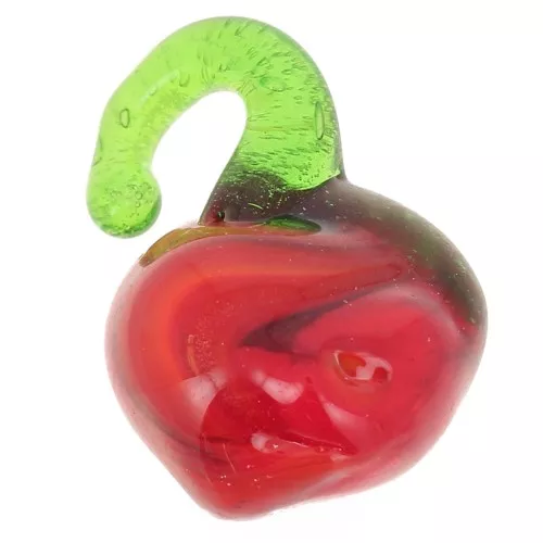 Ciondolo a forma di mela in vetro 12 mm - Rosso - Verde x1