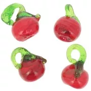 Ciondolo a forma di mela in vetro 12 mm - Rosso - Verde x1