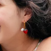 Ciondolo a forma di mela in vetro 12 mm - Rosso - Verde x1