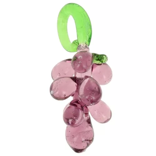 Ciondolo grappolo d'uva in vetro 27x12 mm - Viola - Verde x1