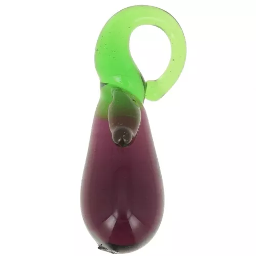 Ciondolo in vetro melanzana 24x8 mm - Viola - Verde x1