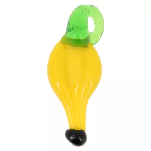 Ciondolo banana in vetro 31x12 mm - Giallo - Verde x1