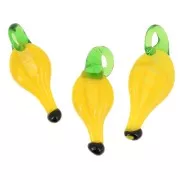 Ciondolo banana in vetro 31x12 mm - Giallo - Verde x1