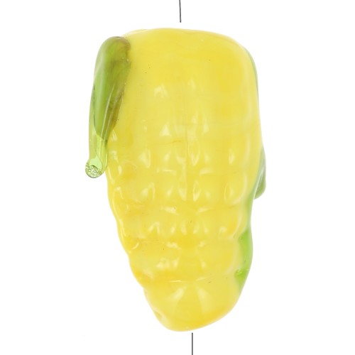 Perla di vetro di mais 17x8,5 mm - Giallo x1