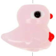 Perla di vetro a forma di anatra 19,5x16 mm - Rosa x1