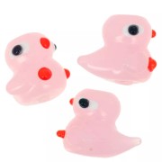 Perla di vetro a forma di anatra 19,5x16 mm - Rosa x1