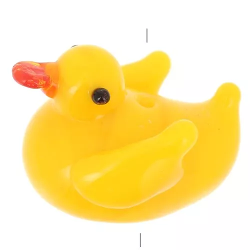 Perla di vetro a forma di anatra 13x15 mm - Giallo x1