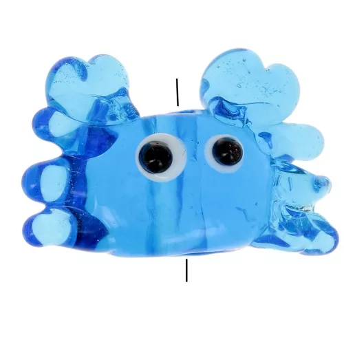 Perla granchio di vetro 15x22 mm - Blu x1