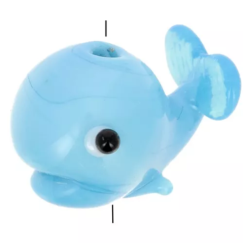 Perla di vetro a forma di balena 14x19 mm - Blu x1