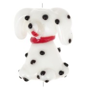 Perla cane - Dalmata - vetro 21x18 mm - Bianco - Nero x1|raw }}