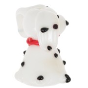 Perla cane - Dalmata - vetro 21x18 mm - Bianco - Nero x1