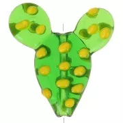 Perla di vetro cactus 25x22 mm - Verde - Giallo x1
