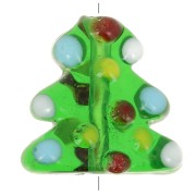 Perlina in vetro con albero di Natale 16x16 mm - Verde x1