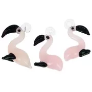 Pendente in vetro rosa fenicottero 26x20 mm - Rosa x1