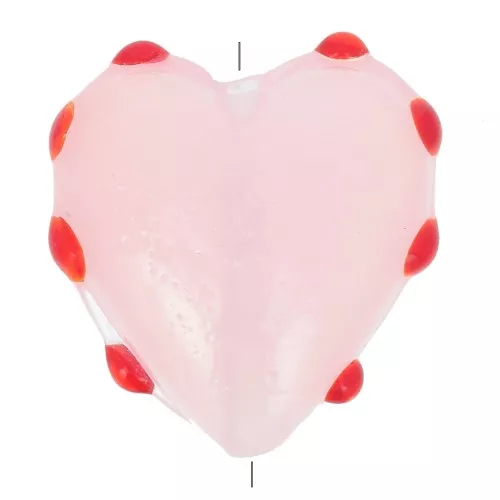 Perlina cuore in vetro 16 mm - Rosa - Rosso x1