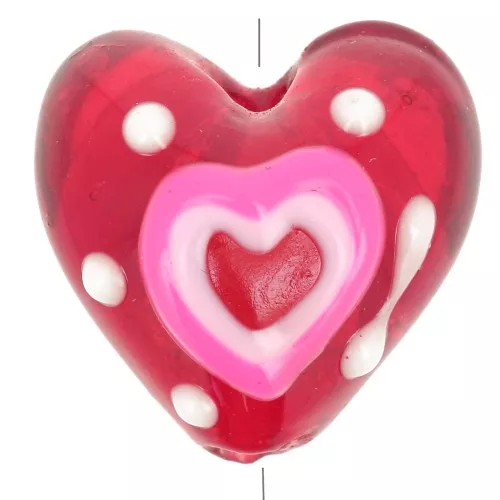 Perla cuore in vetro 20 mm - Rosso x1