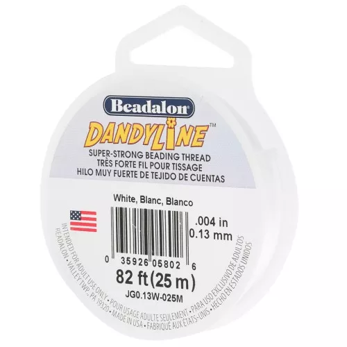 Filo di nylon intrecciato Dandyline 0,13 mm - Bianco x25 m