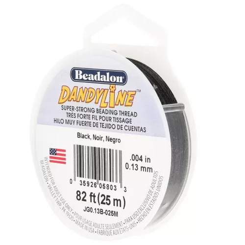 Filo di nylon intrecciato Dandyline 0,13 mm - Nero x25 m