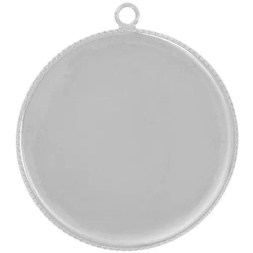Castone per pendente rotondo per cabochon a base piatta 30 mm - Argento x1
