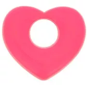 Pendente cuore in ottone 16x18 mm - Rosa fluorescente x1