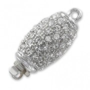 Chiusura oliva mm. 21x9 Strass Crystal rodio x1|raw }}