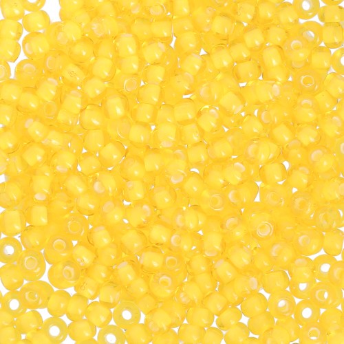 Perla Preciosa 11/0 2 mm - Giallo trasparente con riflessi ambra e rivestimento bianco gesso x 20 g