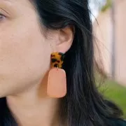 Pendente a trapezio in resina traslucida-40x27 mm - Turchese verde marmorizzato x1