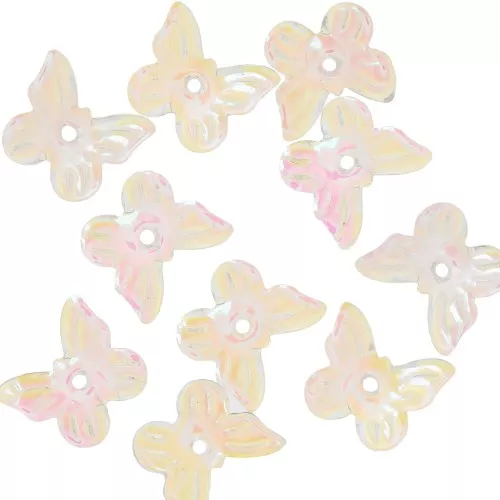 Perle farfalla 9,5x11 mm - Trasparente effetto AB x10