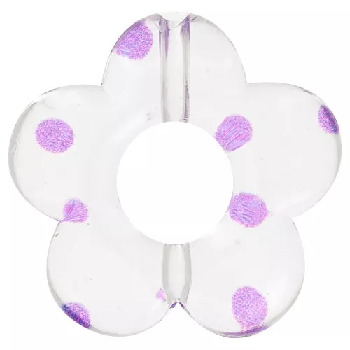 Perline a fiore in acrilico trasparente da 19 mm - Punti viola x4