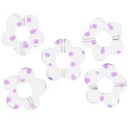 Perline a fiore in acrilico trasparente da 19 mm - Punti viola x4