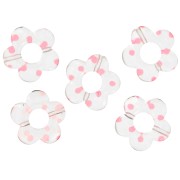 Perline a fiore in acrilico trasparente da 19 mm - Punti rosa x4