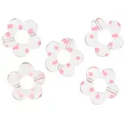 Perline a fiore in acrilico trasparente da 19 mm - Punti rosa x4