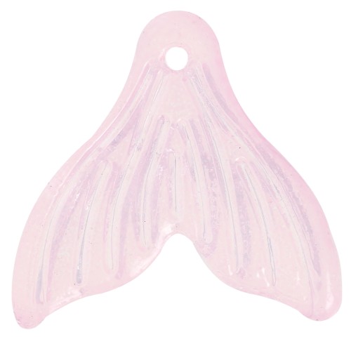 Pendente a coda di pesce in vetro 19x20 mm - Rosa chiaro x10