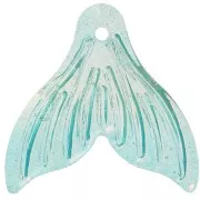 Pendente in vetro a coda di pesce 19x20 mm - Turchese iridescente - Dorato x10