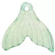 Pendente in vetro a coda di pesce 19x20 mm - Turchese iridescente - Dorato x10