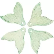 Pendente in vetro a coda di pesce 19x20 mm - Turchese iridescente - Dorato x10