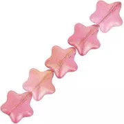 Perle di vetro a stella 8 mm - Rosa - Glitter oro x10