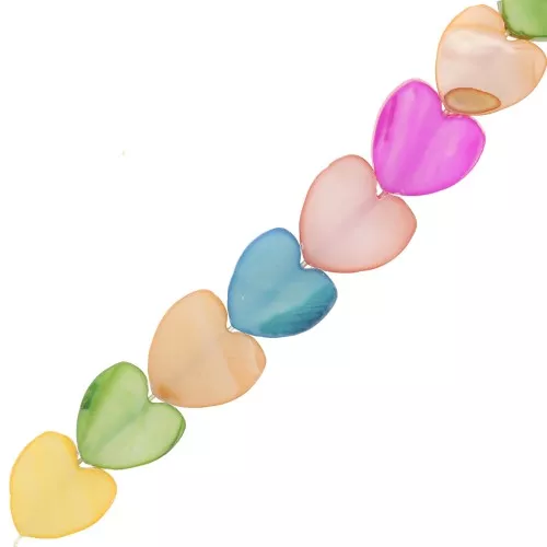Perle a cuore in madreperla, colorate 11 mm - Multicolore x39cm