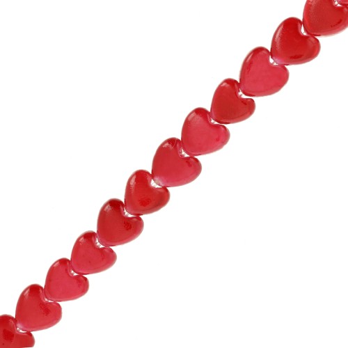 Perle cuore in madreperla 6 mm - Rosso x39cm
