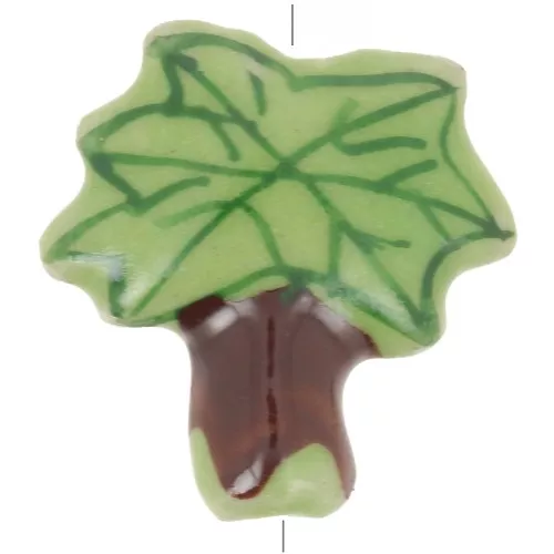 Perla di palma in ceramica 22x21 mm - Verde - Marrone scuro x1