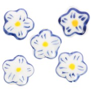 Perla fiore in ceramica 14,5 mm - Bianco - Blu navy x1