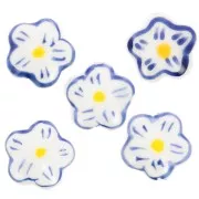 Perla fiore in ceramica 14,5 mm - Bianco - Blu navy x1