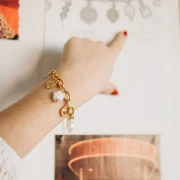 Perla fiore in ceramica 14,5 mm - Bianco - Blu navy x1