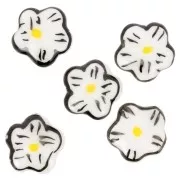 Perla fiore in ceramica 14,5 mm - Bianco - Nero x1